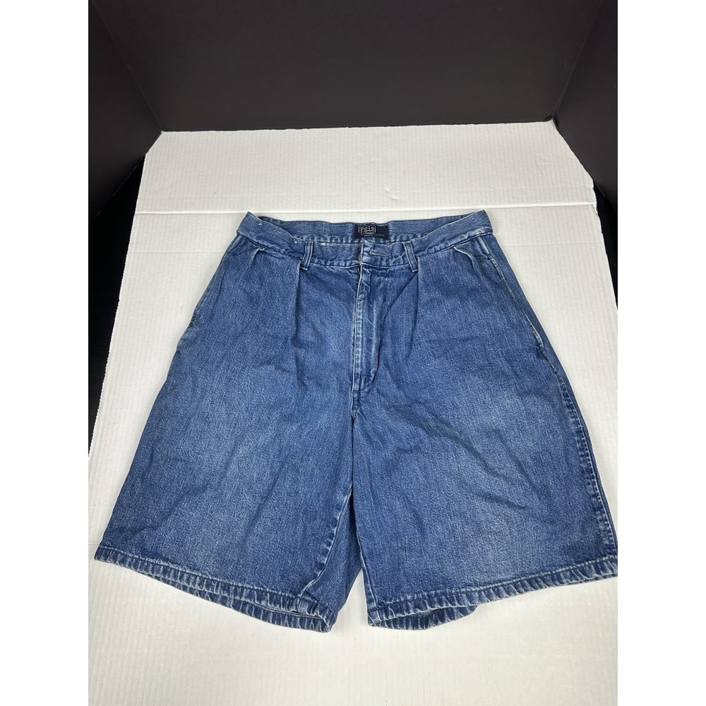 Polo By Ralph Lauren Vintage 90s Pleated Denim Shorts USA Size 30 Beach